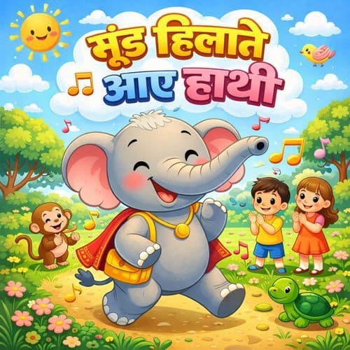 सूंड हिलाते आए हाथी